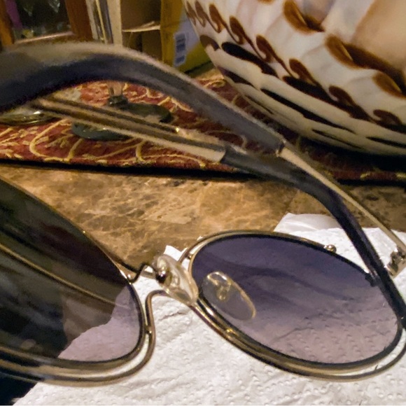 🇮🇹CHLOE’~Isidora Round Blue Grey Gradient Sunglasses Gold Metal Frame - Picture 11 of 17